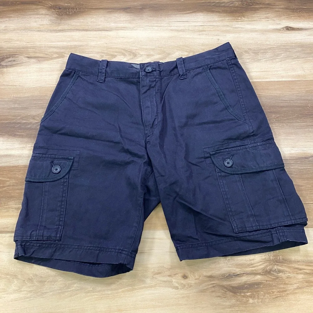 Banana Republic Cargo Shorts Mens 33 Heritage Cotton Utility Navy Blue Outdoor